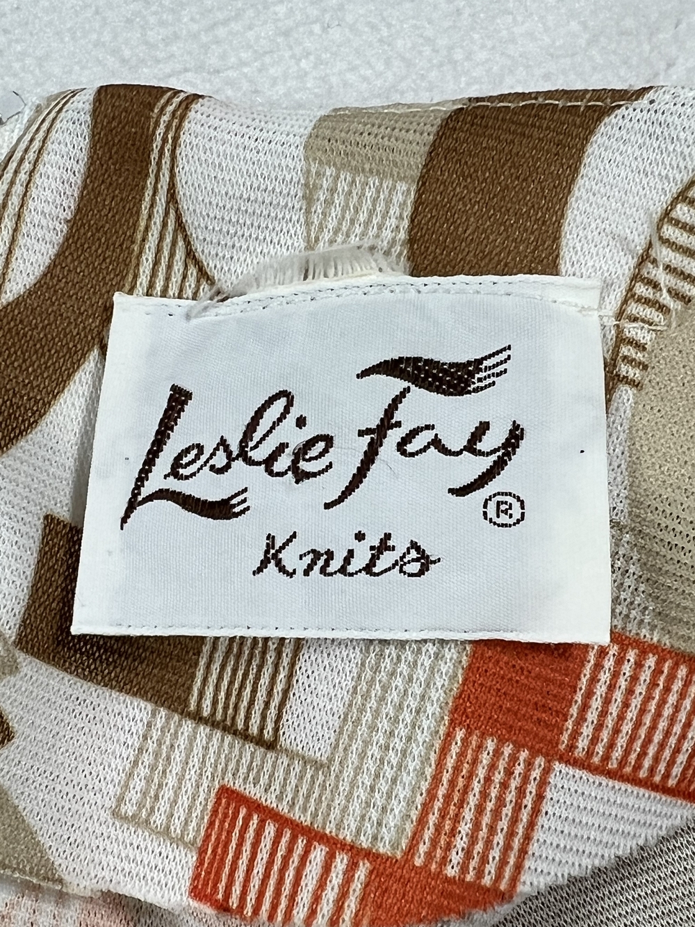 Leslie Fay Beige, Tan and Orange Geometric Mini Dress - Picture 3 of 7